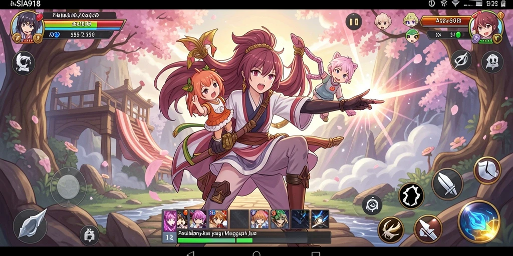 Tampilan gameplay seru dengan karakter anime yang menakjubkan.