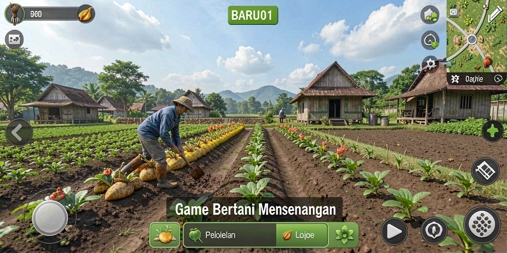 Tampilan gameplay BARU01 yang menakjubkan saat bertani.