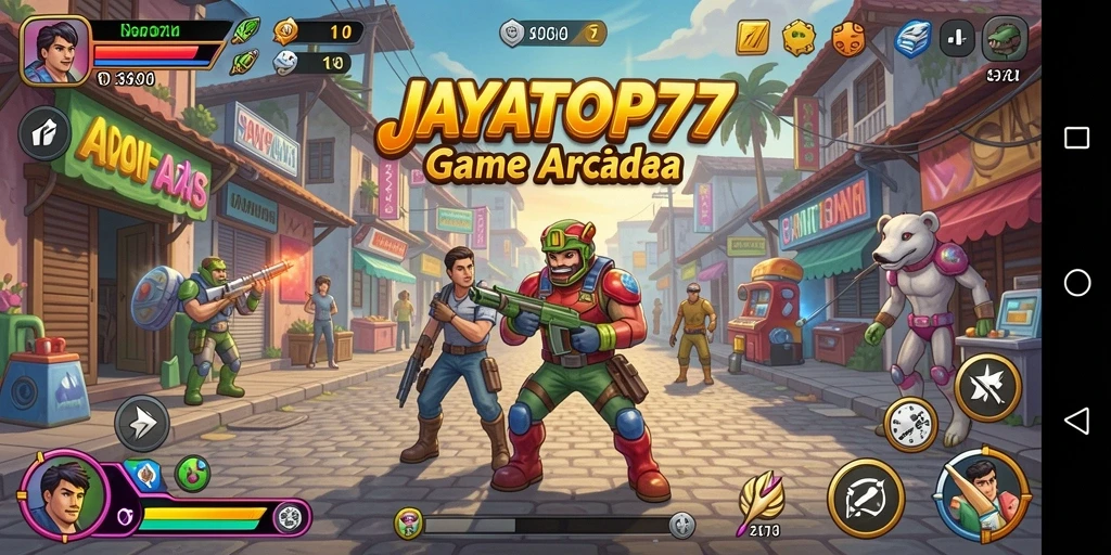 Tampilan gameplay seru dari JAYATOP77 dalam suasana arcade yang menantang.