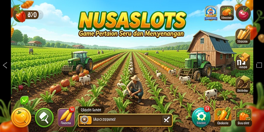 Screenshot NUSASLOTS menampilkan kebun indah dengan tanaman subur.