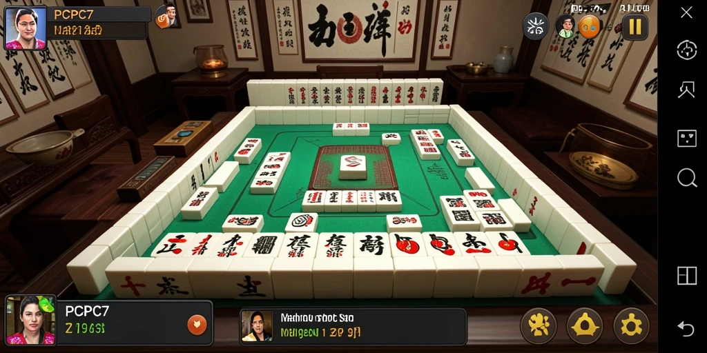 Screenshot gameplay PCPC7 dengan tampilan Mahjong yang menarik.