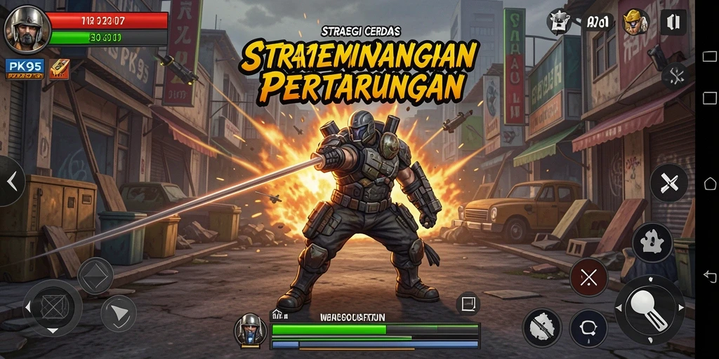 Tangkapan layar PK95 menampilkan momen intens strategi pertempuran.