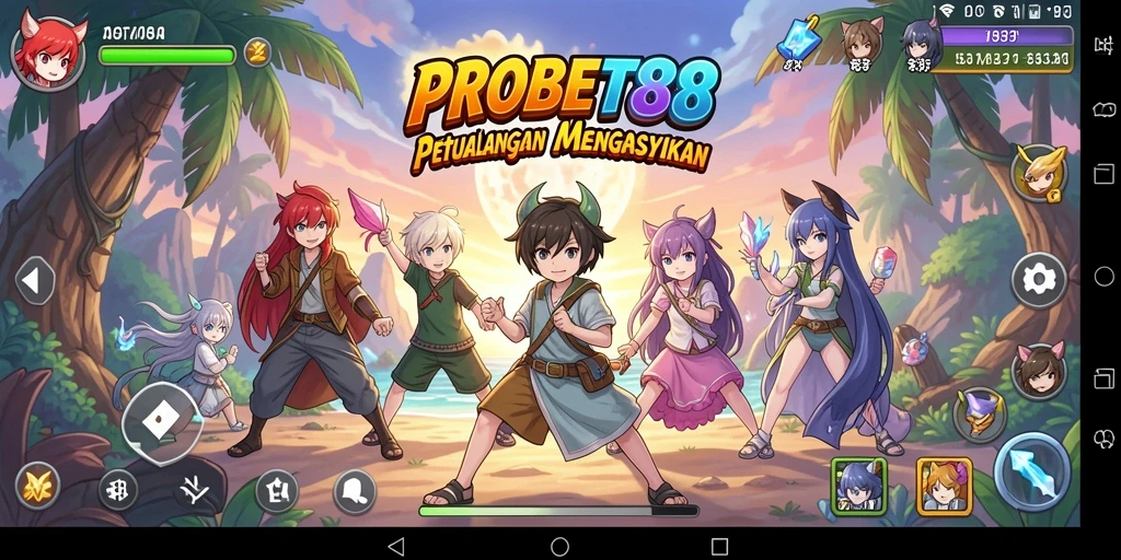 Tampilan gameplay PROBET88 yang memukau dengan karakter anime yang dinamis.