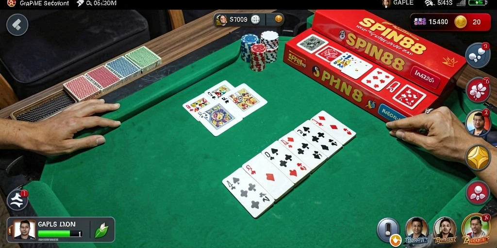 Tampilan gameplay SPIN88 yang mengasyikkan dalam permainan Gaple.