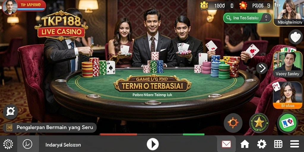 Screenshot gameplay Live Casino TKP188 dengan dealer profesional.