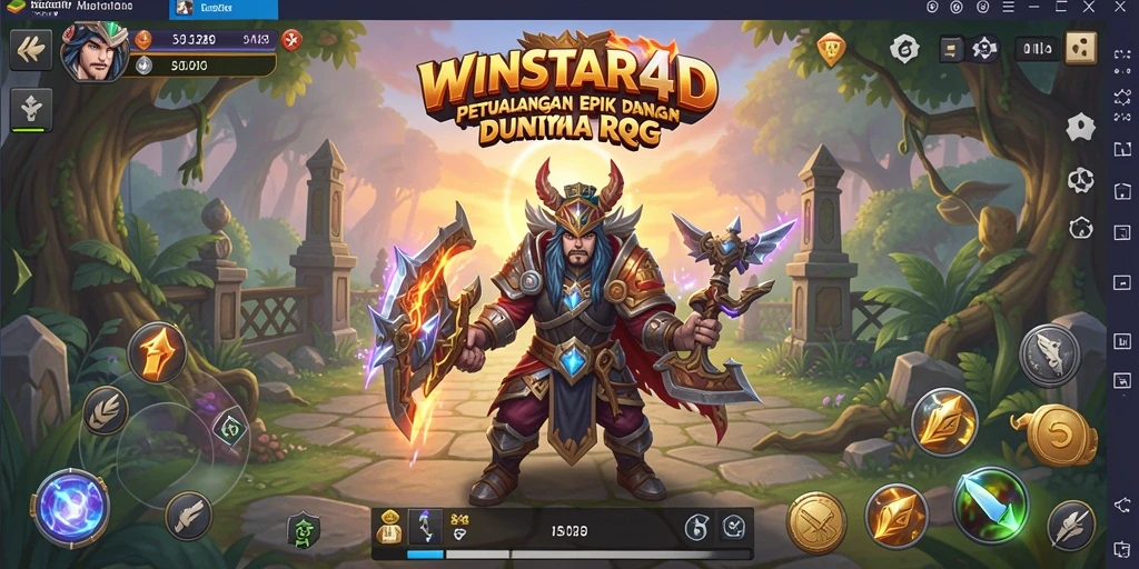 Tangkapan layar menunjukkan karakter utama dalam pertempuran seru di WINSTAR4D.